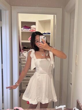 Altar'd State White Tie-Shoulder Mini Dress